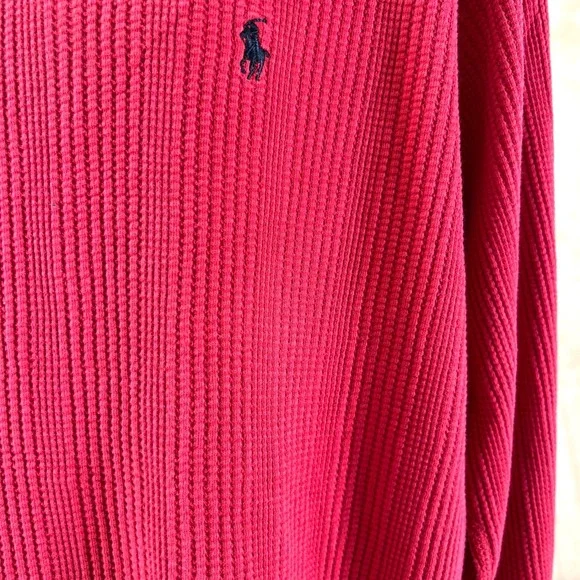 Polo Ralph Lauren Red Waffle Knit Long Sleeve Thermal Shirt X-Large - Picture 10 of 16